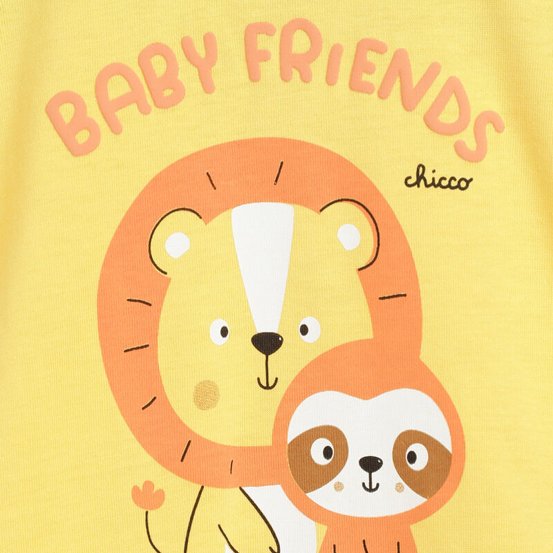 Boys Medium Yellow Printed Short Sleeve Rompers image number 5